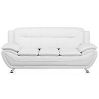 3-SITZER-SOFA Kunstleder Weiß Leira - Weiß, Kunststoff/Textil (201/88/86cm) - Beliani