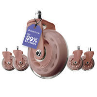 BÜROSTUHLROLLEN Rosa, Ersatzrollen 360°, Set 5 Stück - Pink, Kunststoff (3.6/10.7/8.5cm) - Desktronic