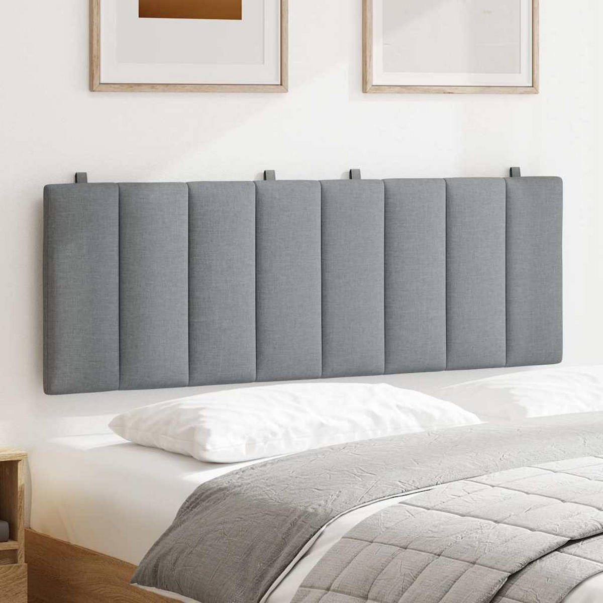 KOPFTEIL-KISSEN Hellgrau 140 Cm Stoff - Grau, Textil - vidaXL