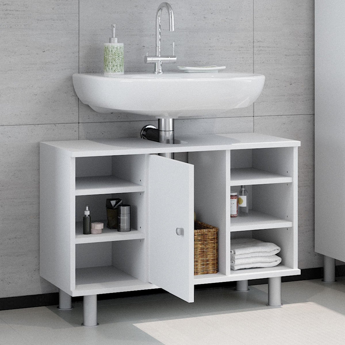 WASCHBECKENUNTERSCHRANK Fynn Weiß 80 x 54 cm - Weiß, Holzwerkstoff (80/54/32cm) - Vicco