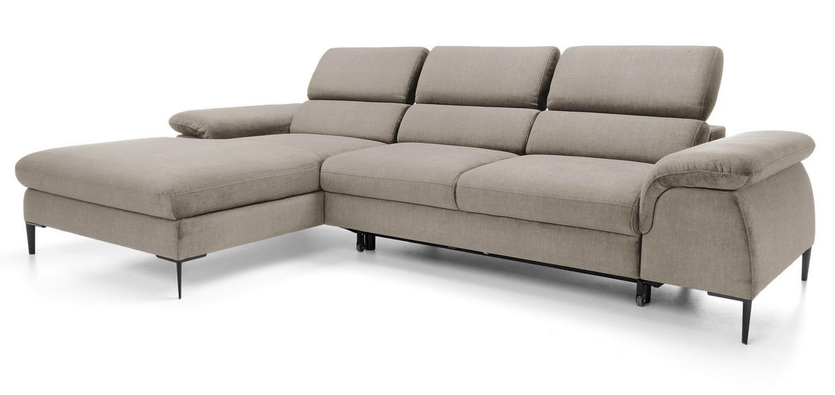 ECKSOFA L-Form 290 cm Amaro M mit Schlaffunktion, Links, Dunkelbeige - Cappuccino, Holz (288/182cm) - Emporius