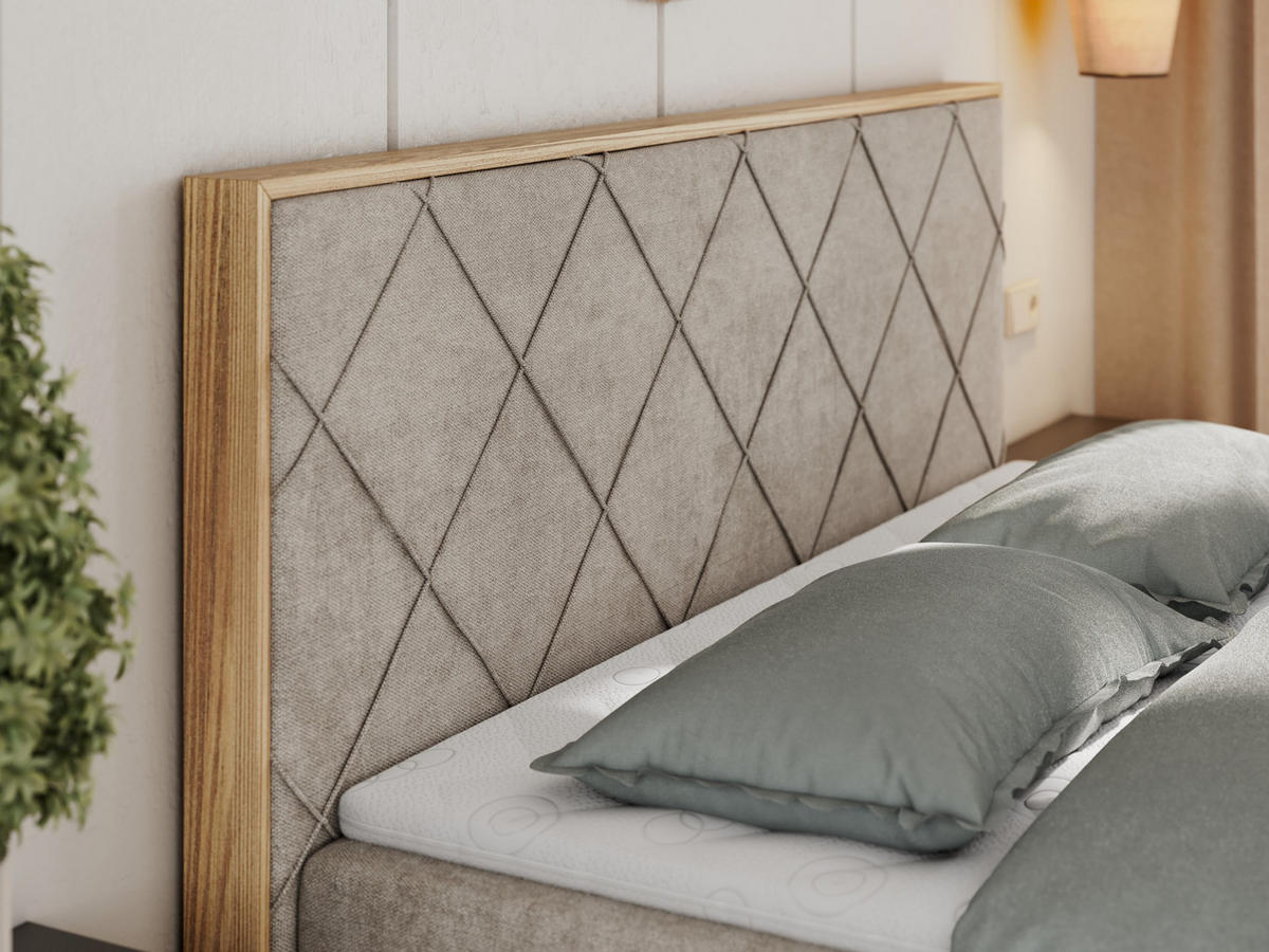 BOXBETT CAICOS 160/200 - Beige Struktur - H4 - Beige, Holz/Textil (160/200cm) - MKS