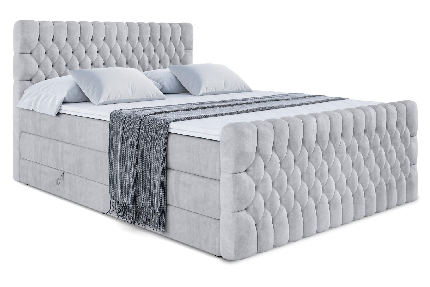 BOXSPRINGBETT SERENE-Z KING - 160 x 200 - H3/H4 - Hellgrau - Hellgrau, Holzwerkstoff (160/200cm) - ALTDECOR