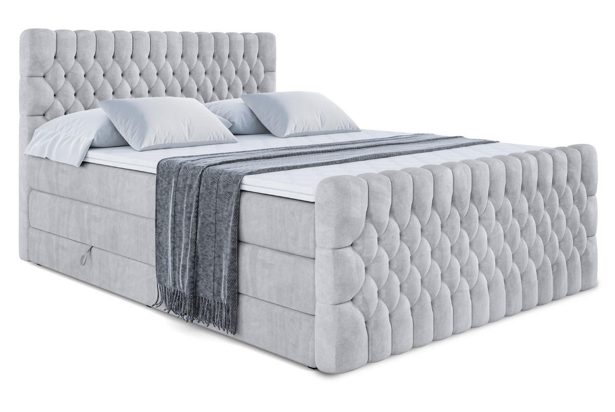 BOXSPRINGBETT SERENE-Z KING - 160 x 200 - H3/H4 - Hellgrau - Hellgrau, Holzwerkstoff (160/200cm) - ALTDECOR