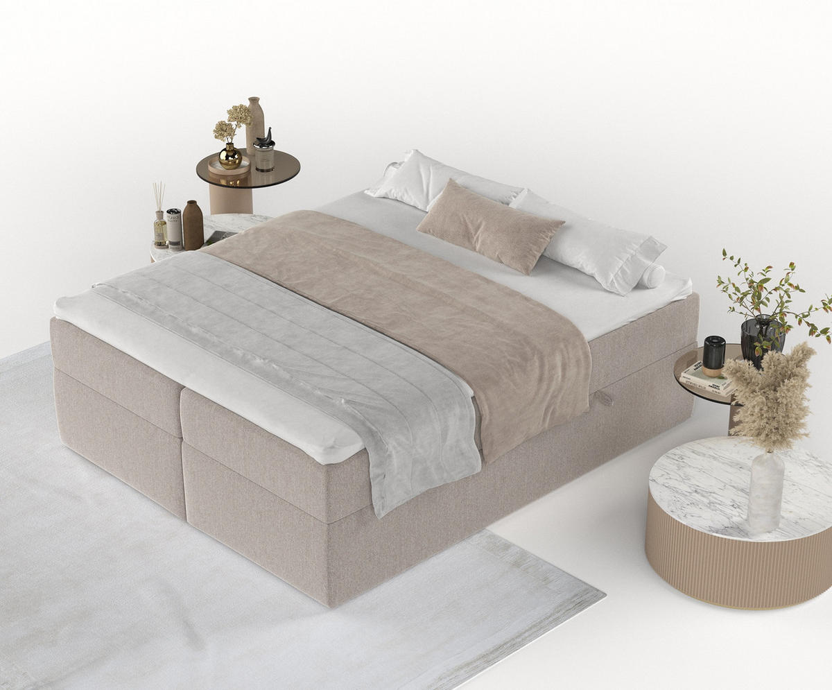 BOXBETT Yoko Hellbraun 200/200 cm - Hellbraun/Schwarz, Holz/Holzwerkstoff (200/200cm) - Maison de Reve