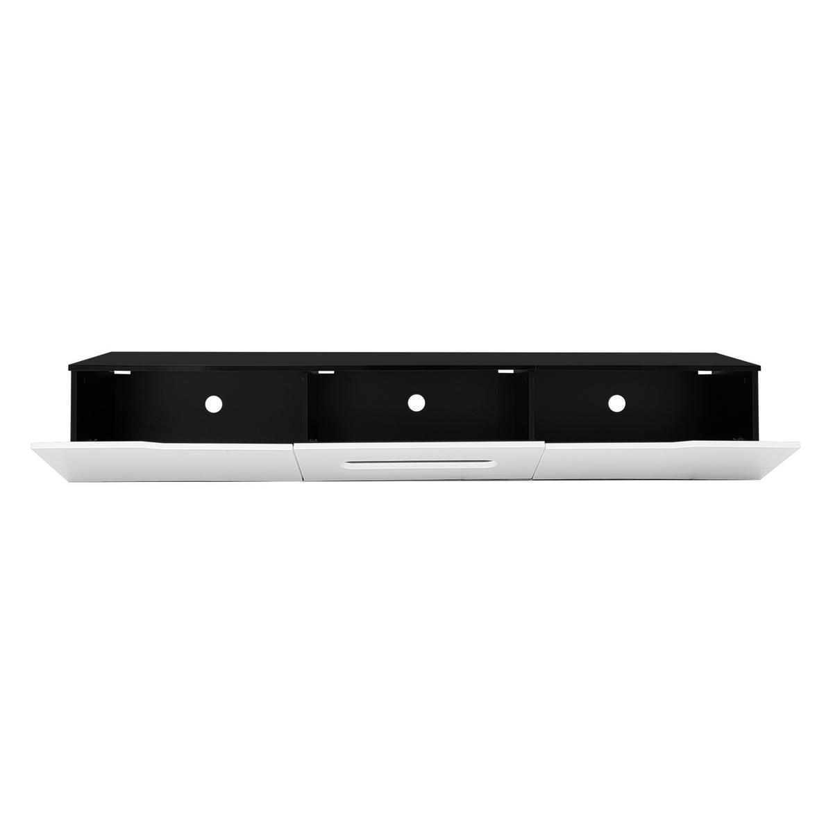 TV-SCHRANK aus MDF und Spanplatte 180x35x30 cm Schwarz/Weiß mit LED-Beleuchtung, Dämpfungsscharnieren und Wandmontage - Schwarz, Holzwerkstoff (180/30/35cm) - Modfu
