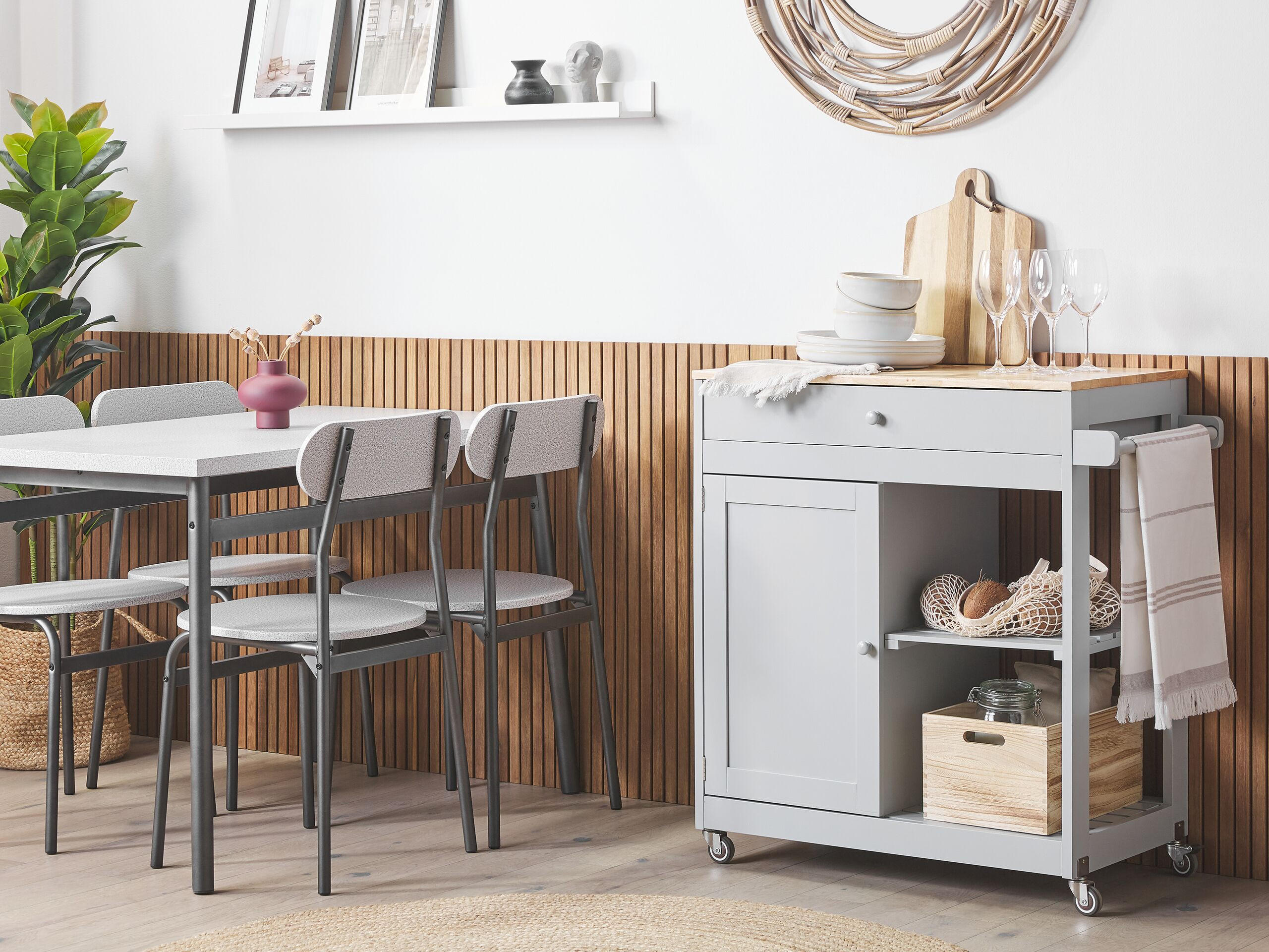 SERVIERWAGEN Grau Trapani - Hellbraun/Grau, Holzwerkstoff (75/87/44cm) - Beliani