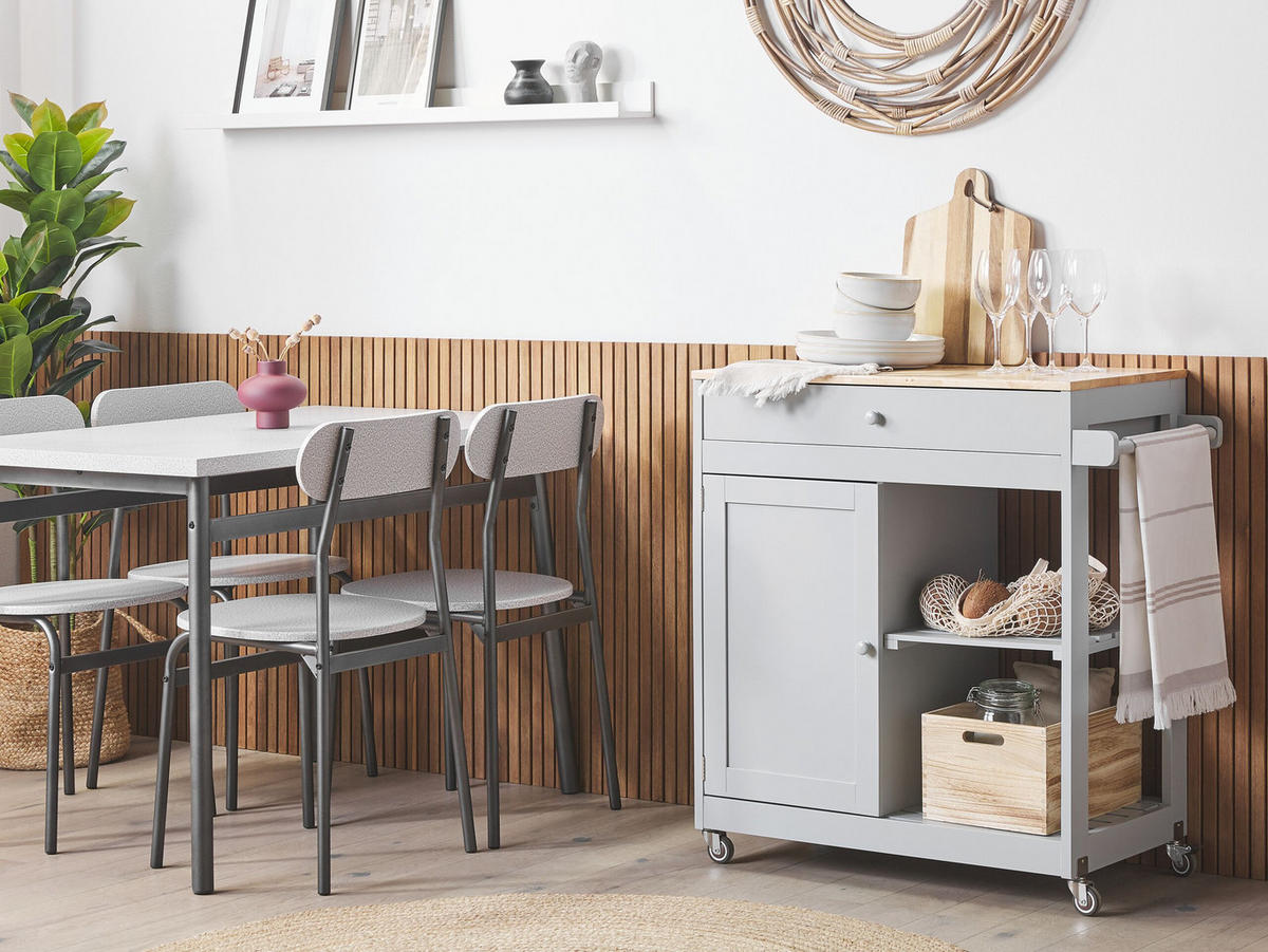 SERVIERWAGEN Grau Trapani - Hellbraun/Grau, Holzwerkstoff (75/87/44cm) - Beliani