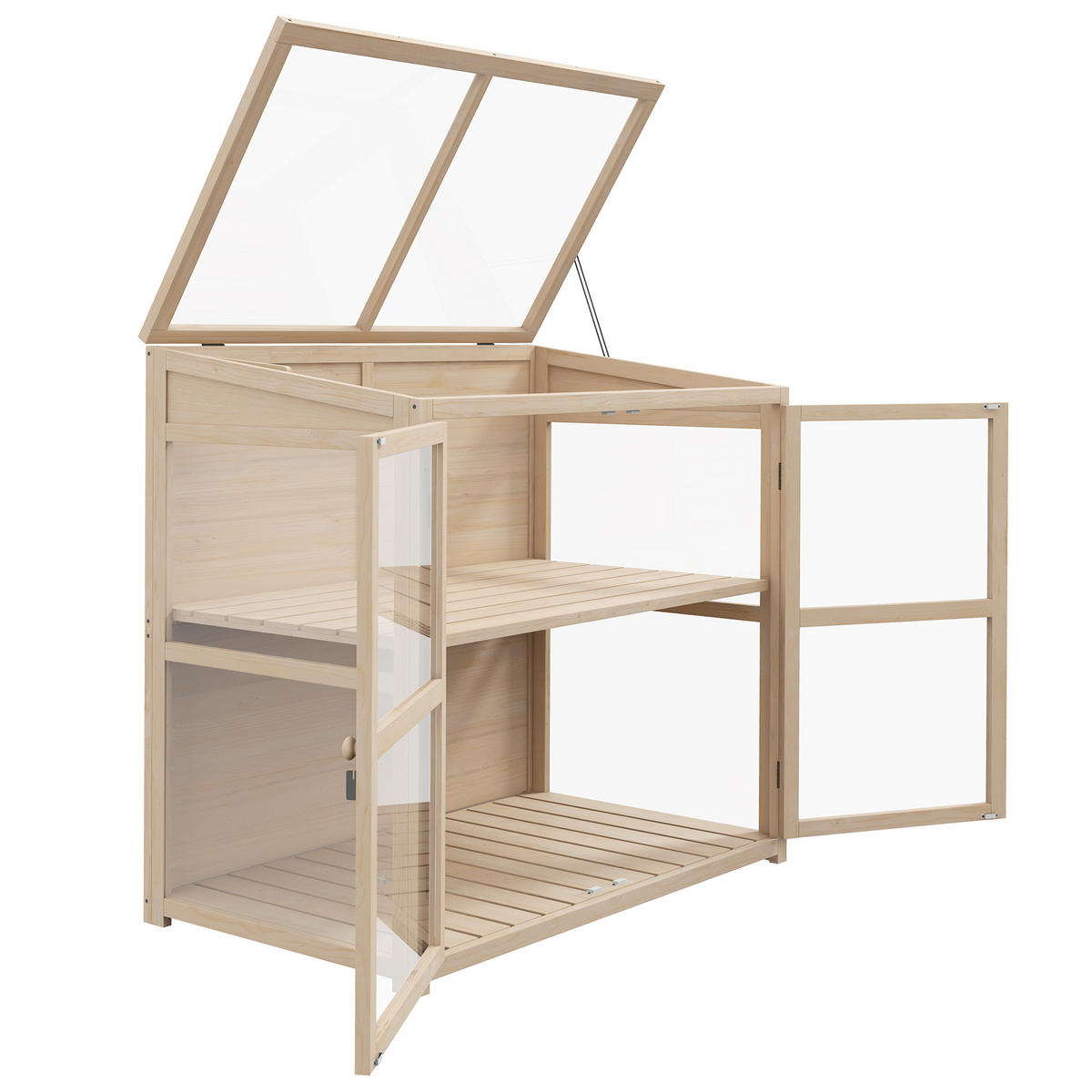 GEWÄCHSHAUS DE-05705 Hochbeet, 2 Ebenen, wetterbeständig Natur - Naturfarben, Holz/Kunststoff (103/103/61cm) - ComfortXL