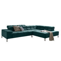 ECKSOFA NELSON Smaragdgrün Velvet - Smaragdgrün/Silberfarben, Textil (321/116cm) - KAWOLA