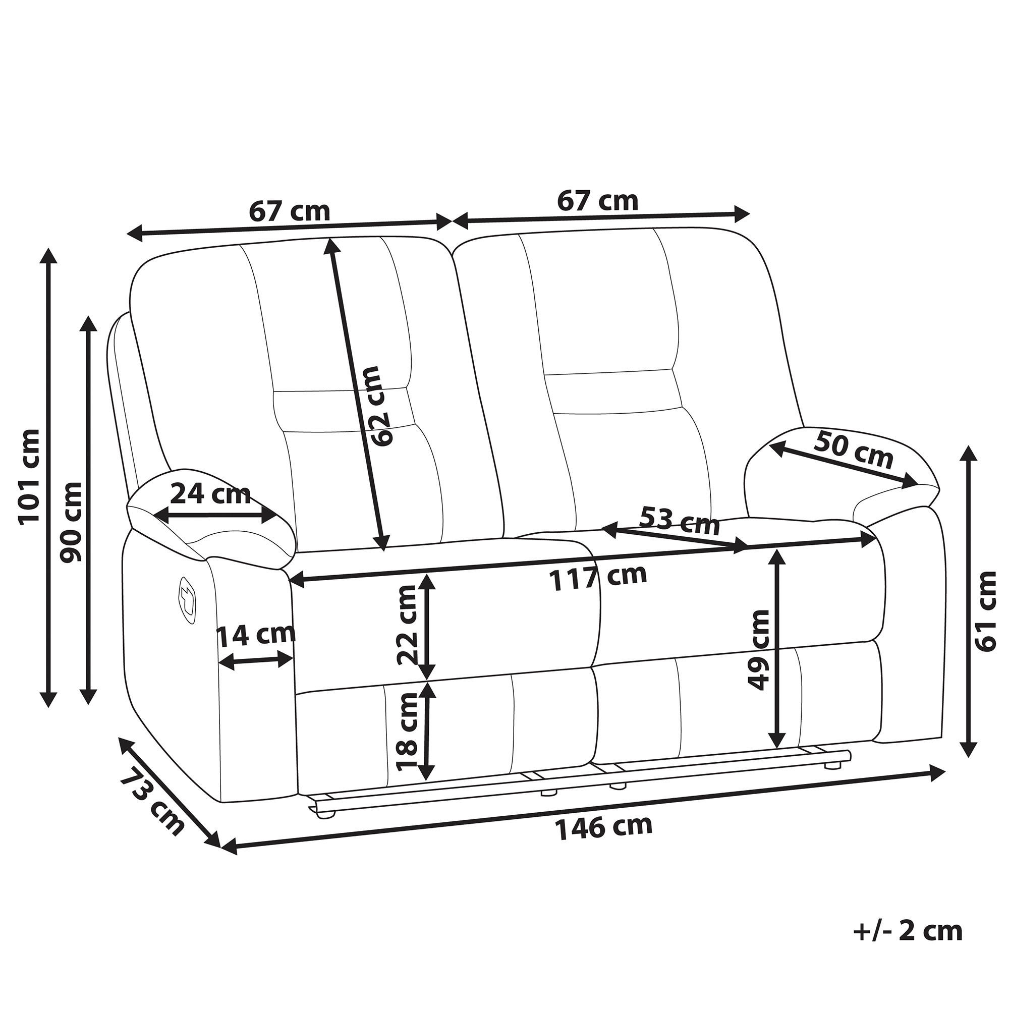 Thumbnail - Beliani 2-Sitzer-Sofa, Weiß, Kunststoff, 146x101x73 cm, Wohnzimmer, Sofas & Couches, Sofas, 2-Sitzer Sofas