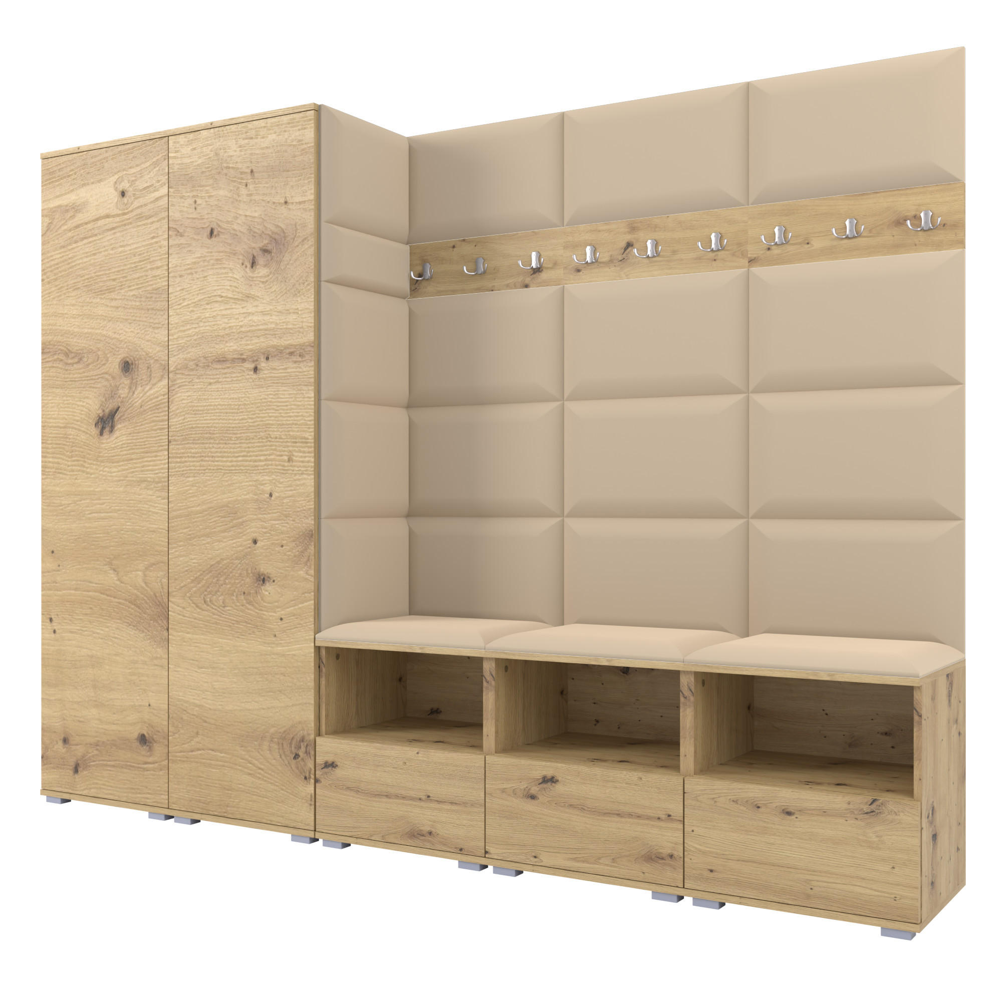 Ravio Garderobe Eiche Artisan, Beige 250x187x40 cm