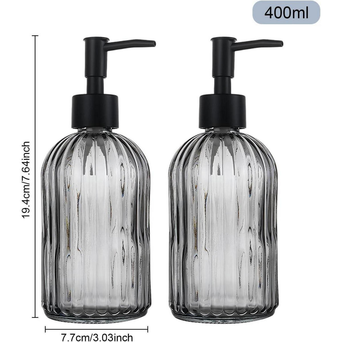 SEIFENSPENDER 2er Set Glas Grau 400ml - Grau, Glas (7.6/19/7.6cm)