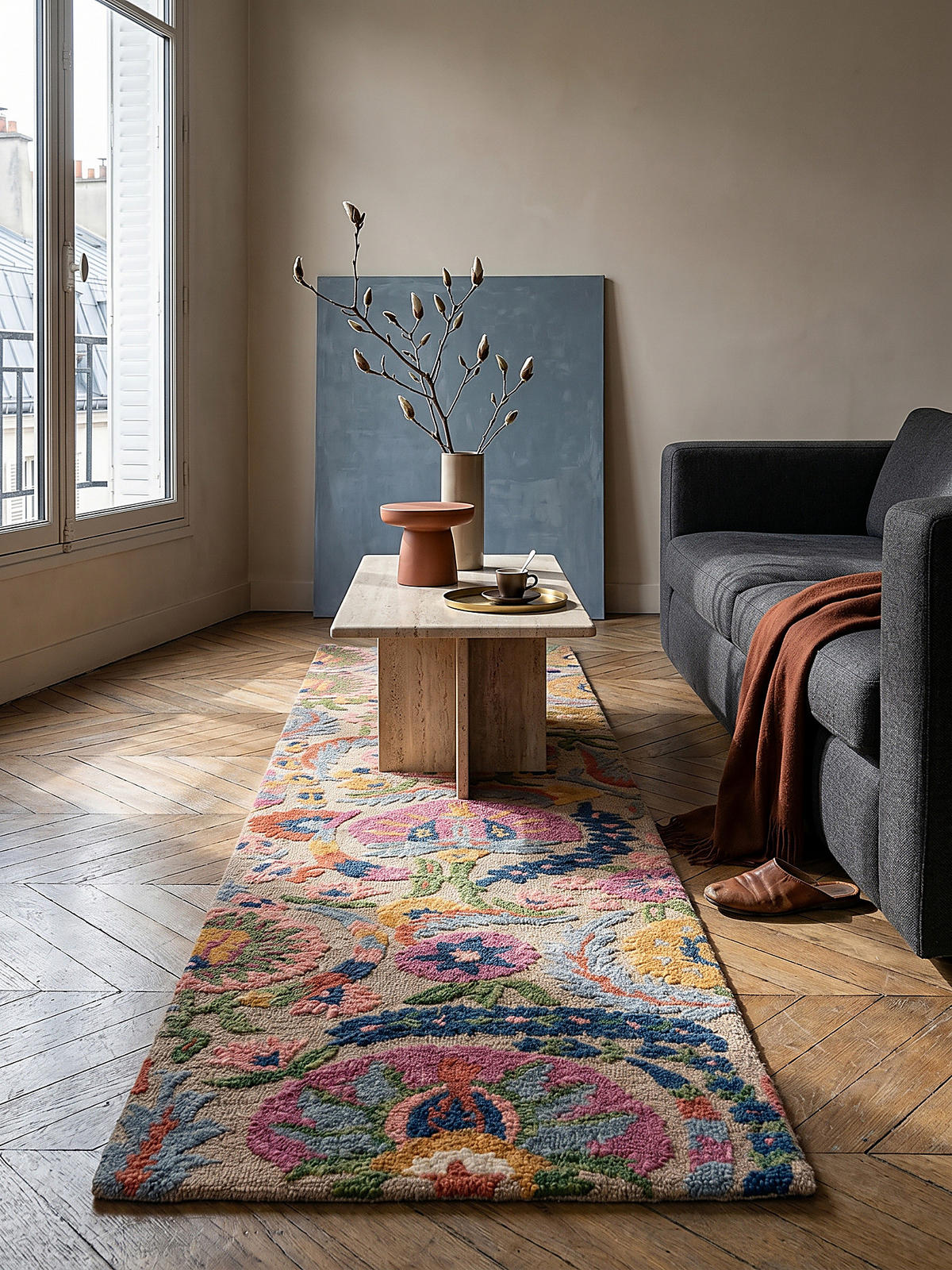 WOLLTEPPICH HEDDA, floral, Bunt, 80 x 300 cm - Multicolor, Textil (80/300cm) - KADIMA DESIGN