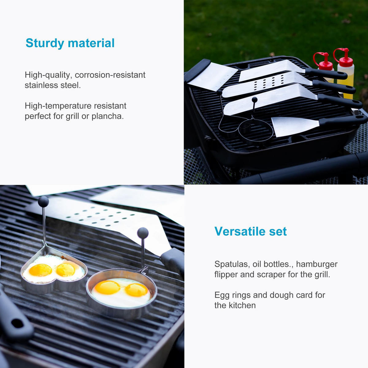 GRILLBESTECK-SET aus Edelstahl (9tlg-Set) - Silberfarben, Metall (37cm)