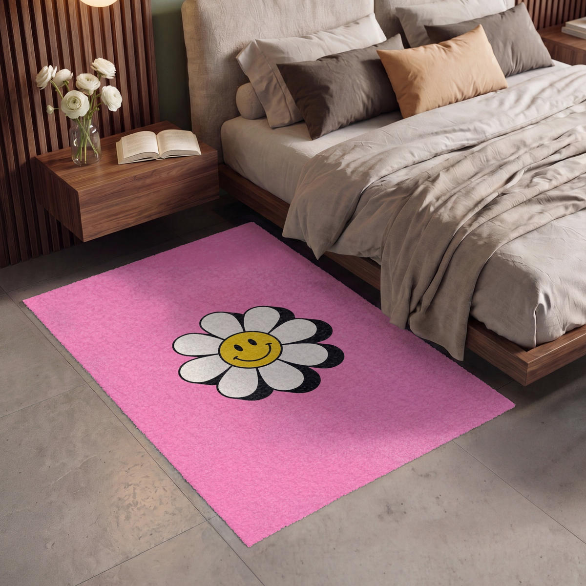 KOBERCE - Smajlík - Kvetina - ružová - 120x180 cm - pink, textil/plast (120/0.4cm) - OnlyWow