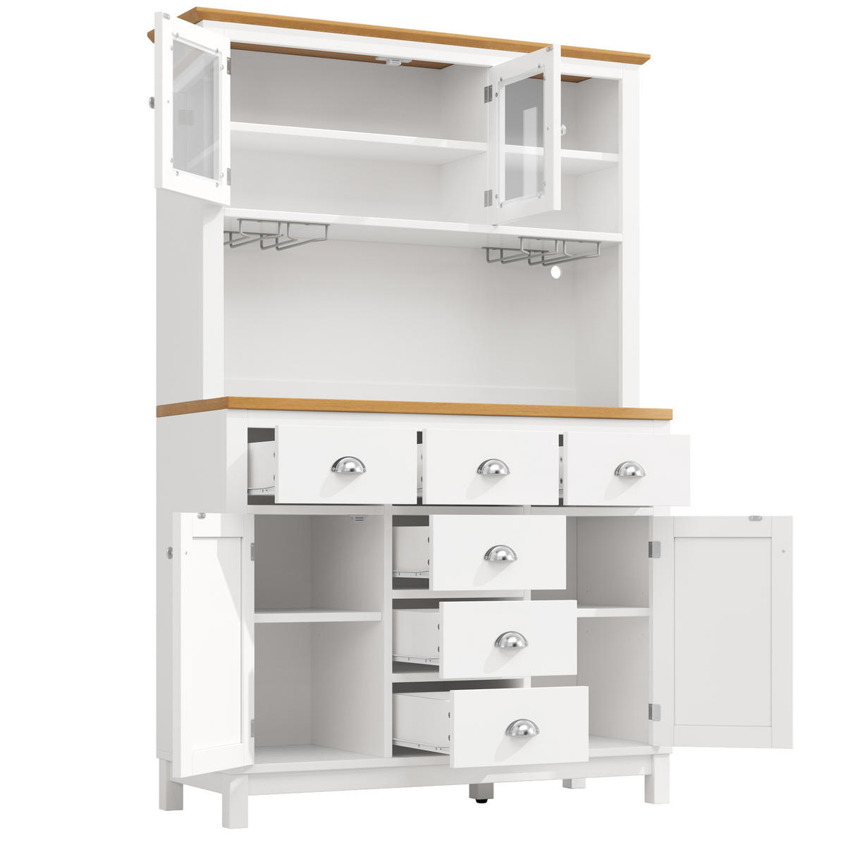 BUFFETSCHRANK mit LED-Lichtleiste 104x40x180 cm MDF Weiß - Weiß, Holzwerkstoff (40/180/104cm) - Meubliv