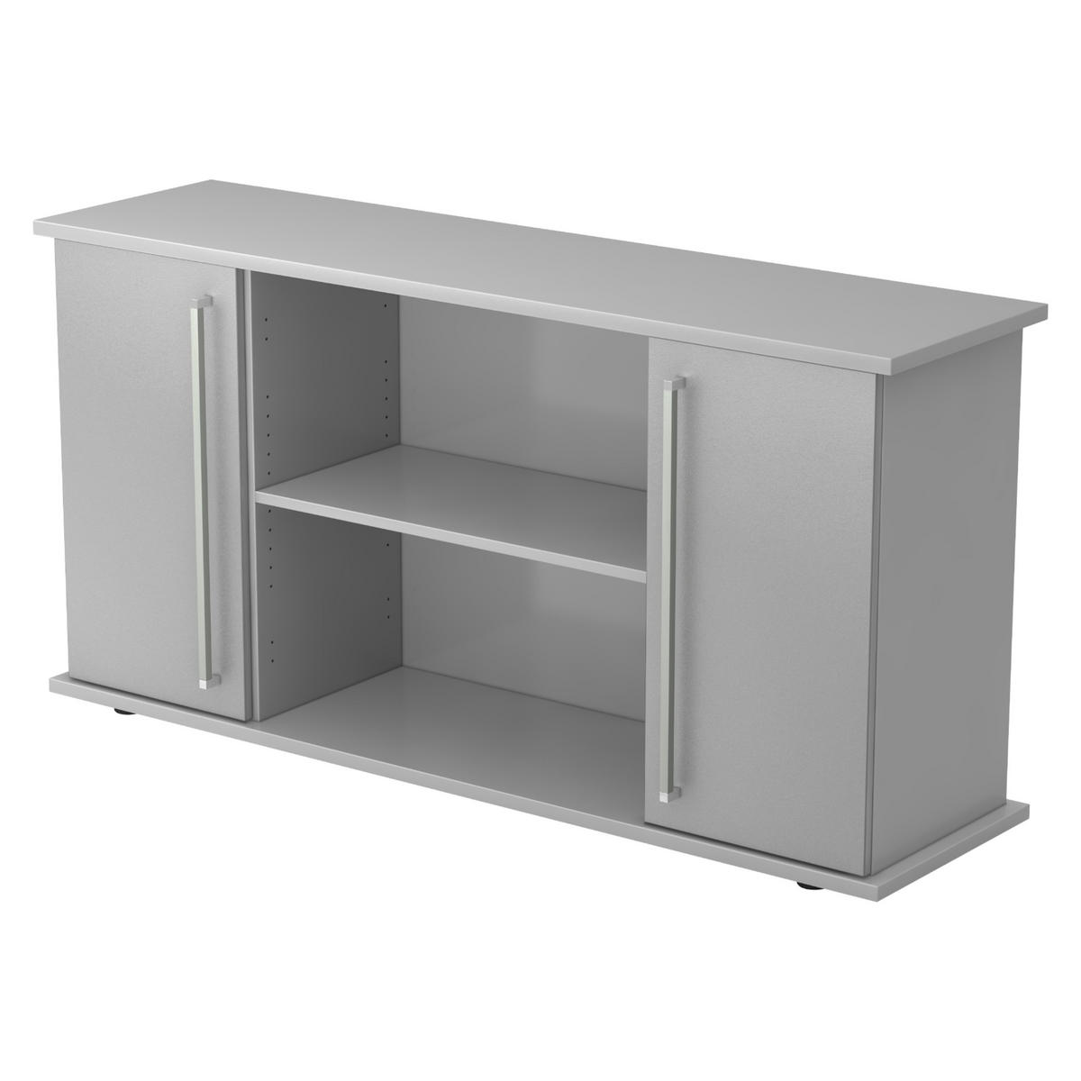 SIDEBOARD mit 2 Flügeltüren 44,8/166,1/84 cm in Grau/Silberfarben Chromgriff - Silberfarben/Grau, Holzwerkstoff (166.1/84/44.8cm) - bümö