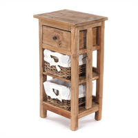 TELEFONTISCH TOWER mit 2 Körben und Schublade naturfarben - Braun, Holz (28/38/70cm) - DESIGN DELIGHTS