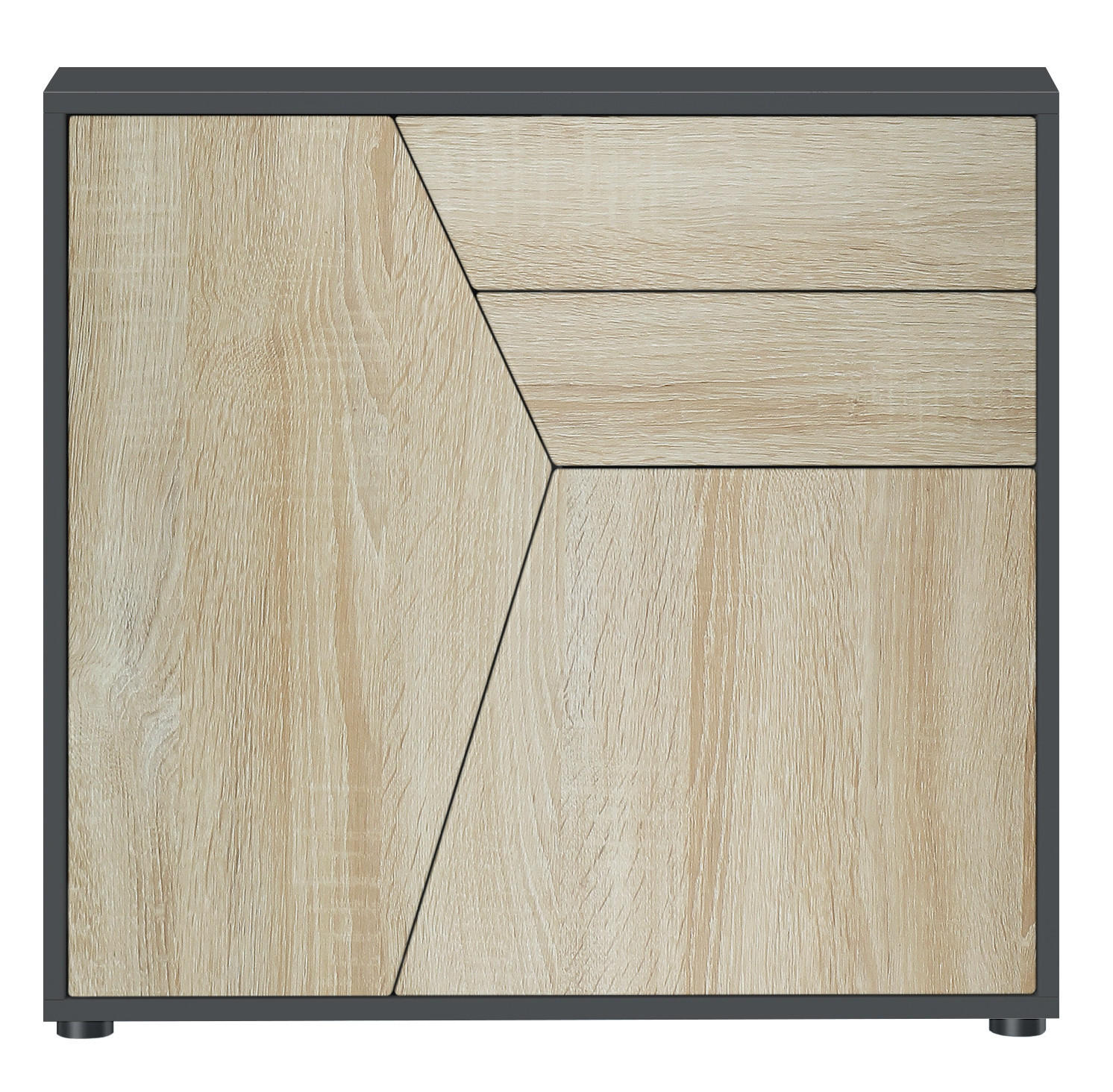 KOMMODE Benny Fronten in Eiche sägerau - Eiche San Remo, Holzwerkstoff (79/74/36cm) - Vladon
