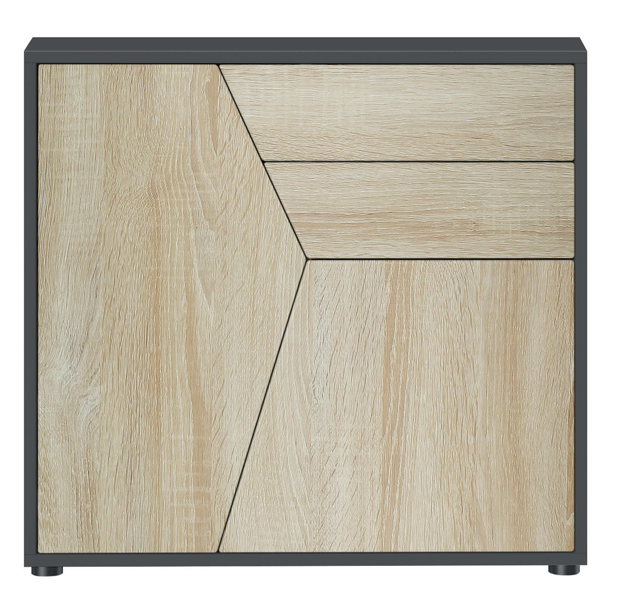 KOMMODE Benny Fronten in Eiche sägerau - Eiche San Remo, Holzwerkstoff (79/74/36cm) - Vladon