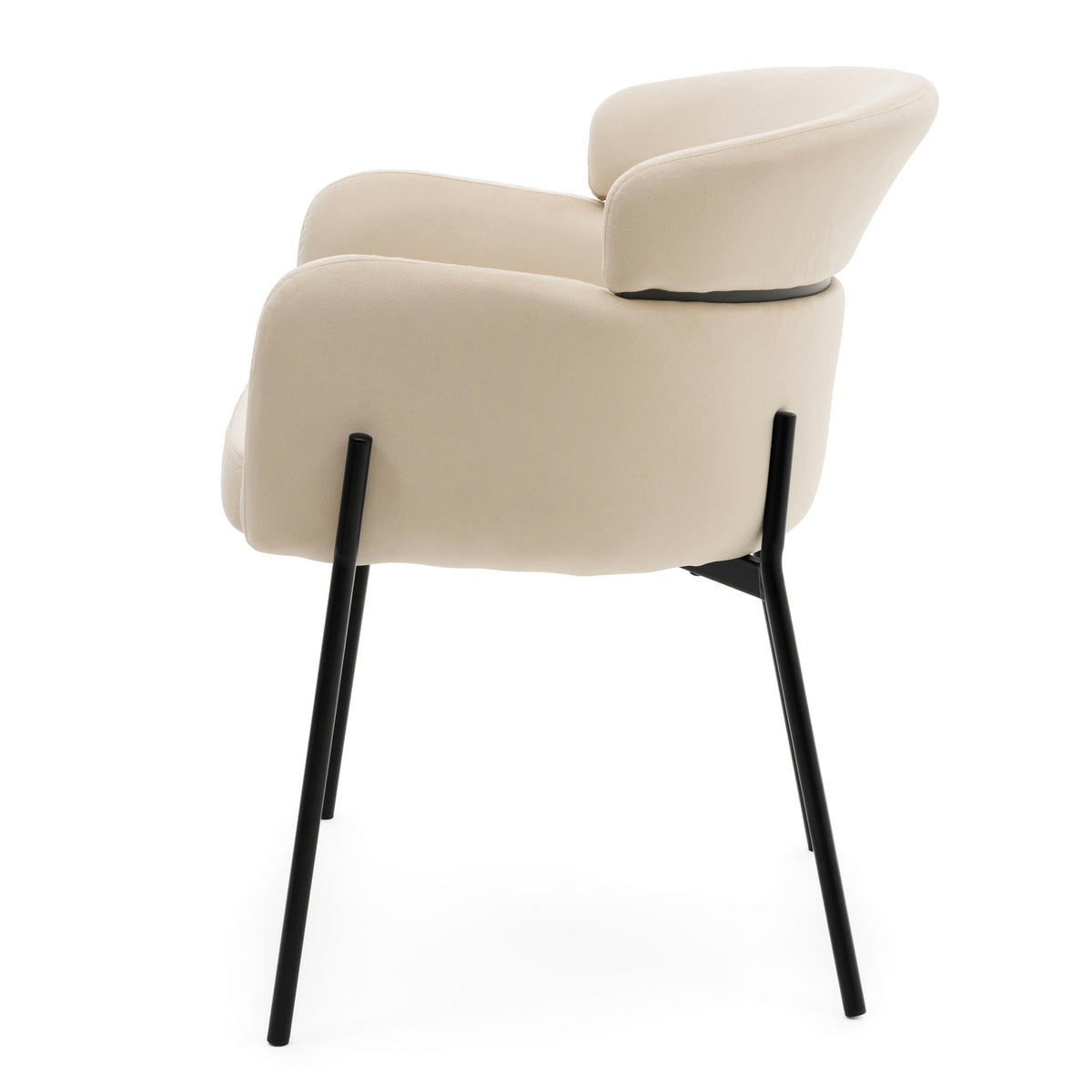 STUHL BOLZANO gepolsterter mit Steppung - beige - Samt Velour - Beige/Schwarz, Textil/Metall (62/80/61cm) - NEW HOME