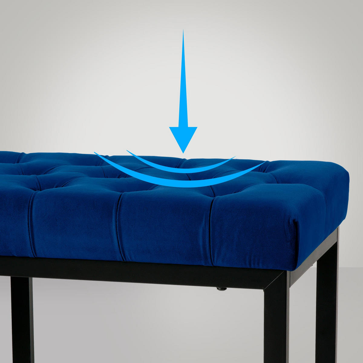 SITZBANK Polly Samt Schwarz 150 cm blau - Blau, Metall (150/42/37cm) - TPFLiving