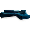 ECKSOFA SELVA R-S Blau Velours-Stoff mit Schlaffunktion - Blau, Holz (275/202cm) - MASSENO