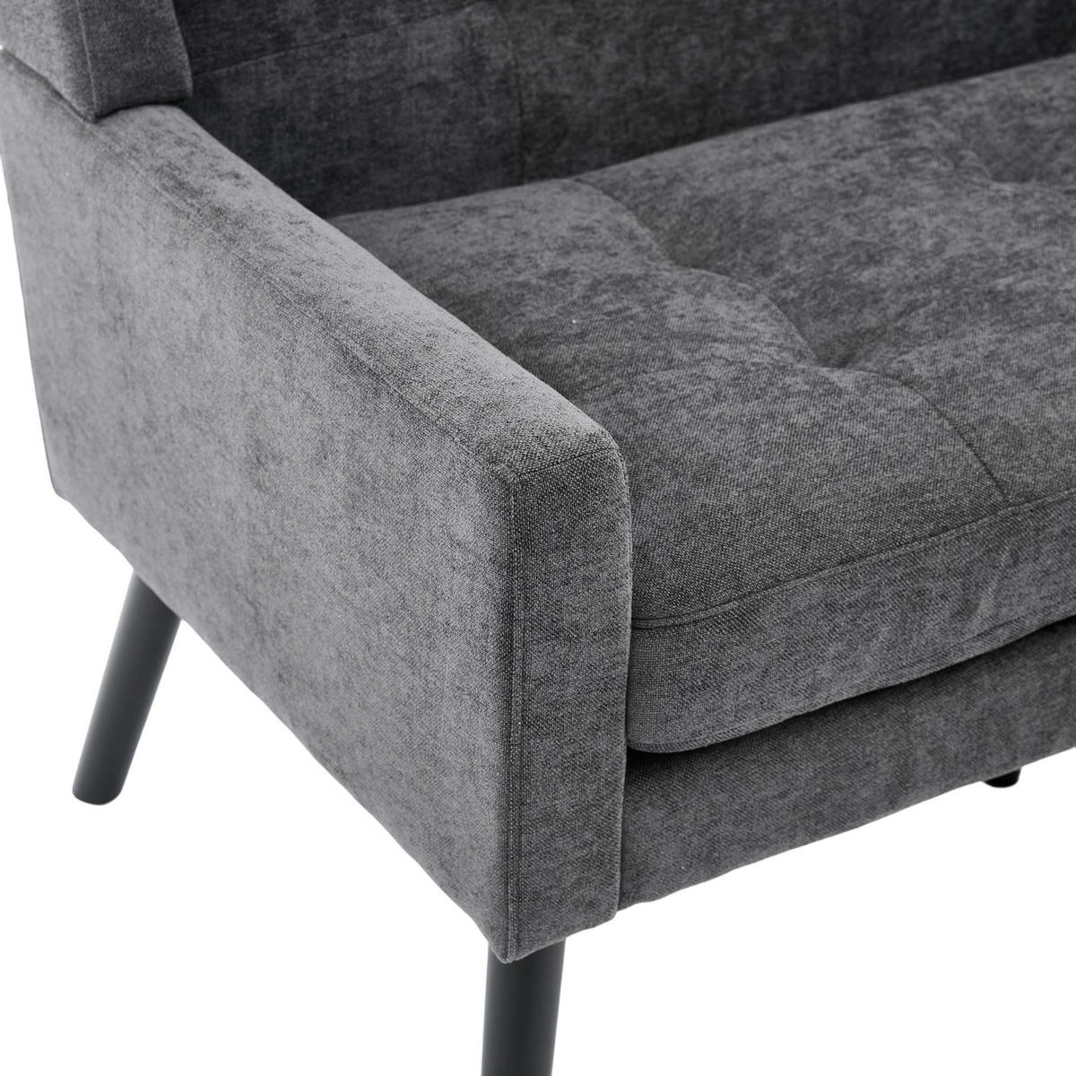 2-SITZER-SOFA Massivholz,dicke Schaumfüllung,Leinenstoff,Dunkelgrau - Dunkelgrau, Textil (119/88/75cm) - LVHOM