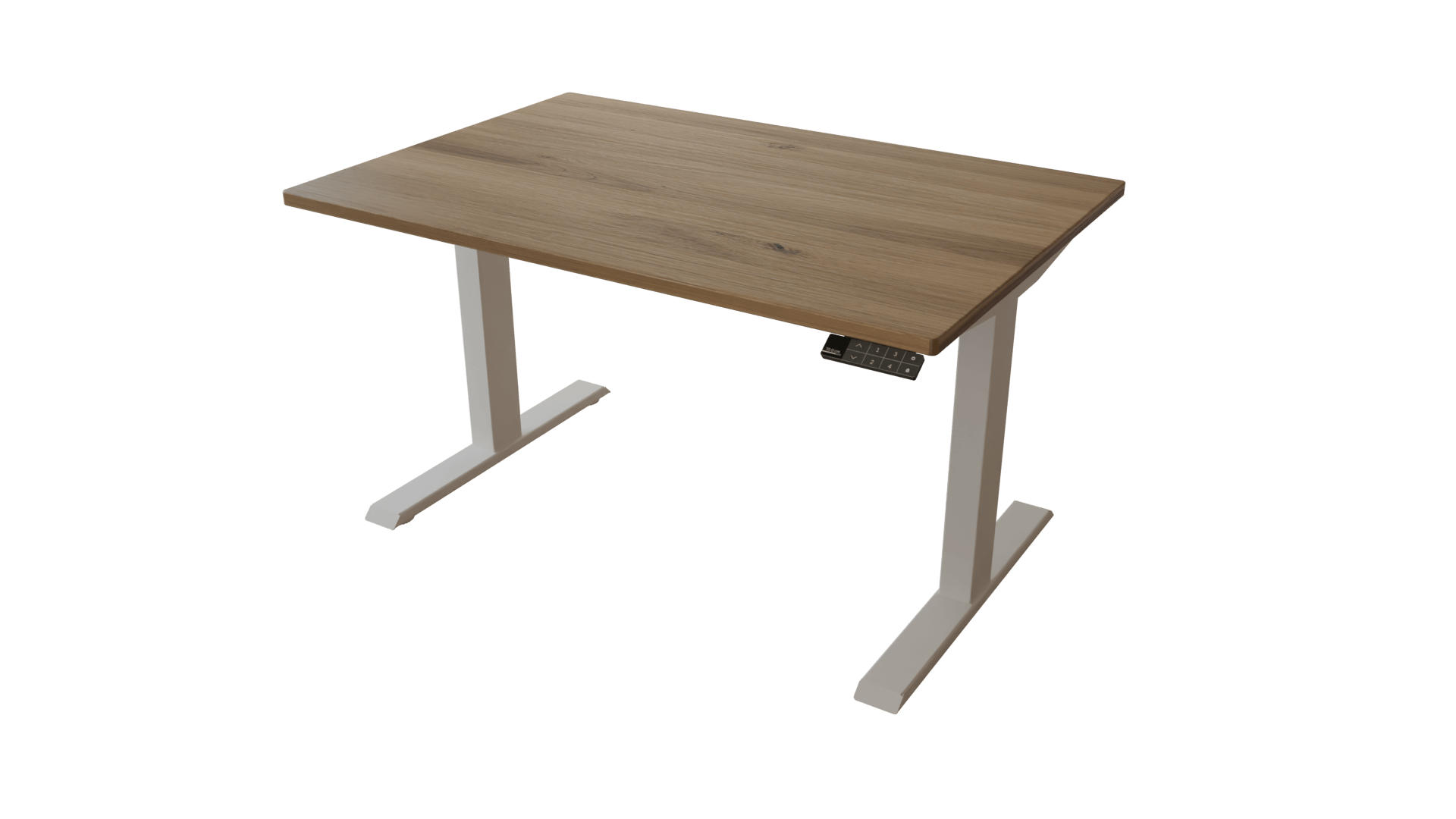 SCHREIBTISCH 120/80 elektrisch höhenverstellbar aus Wildeiche - Weiß - Braun, Holz (80/120/72.5cm) - MeinMassivholz