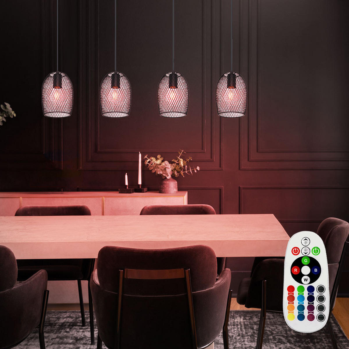 LED HÄNGELEUCHTE DOPS Geflecht Schwarz - Schwarz, Metall (100/15/150cm)