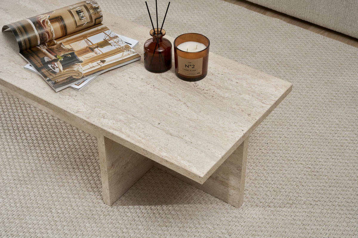 COUCHTISCH Harbor Travertin - Beige, Holz (45/120/30cm) - Habitat Garten