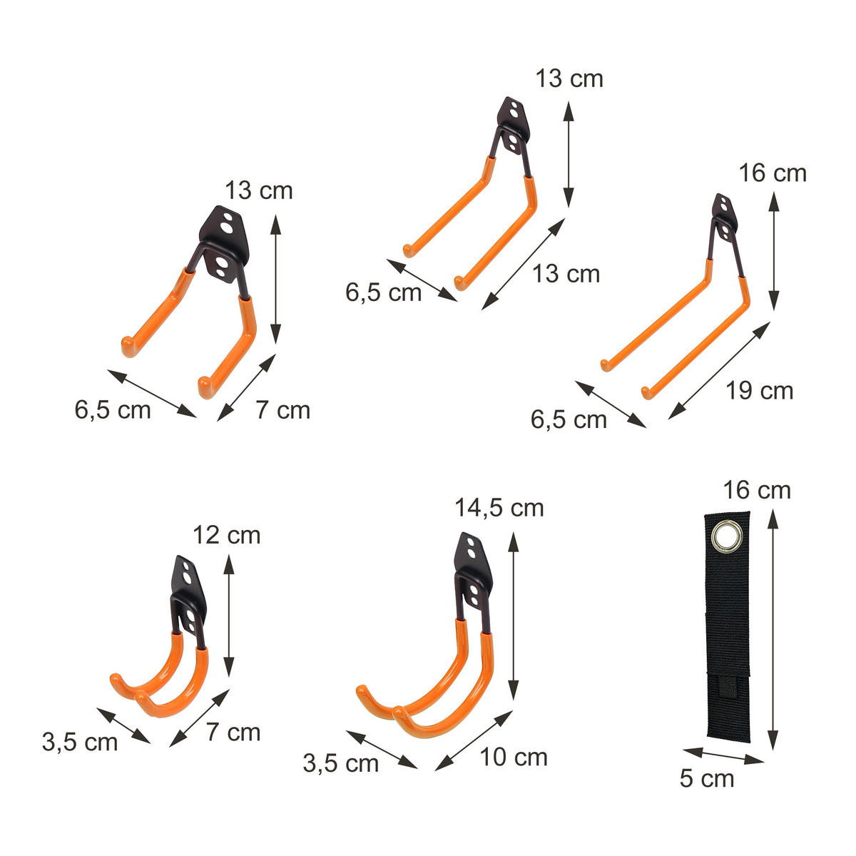 SADA 12 nástěnných háčků - různobarevná, kov/plast (18/8/23cm) - Relaxdays