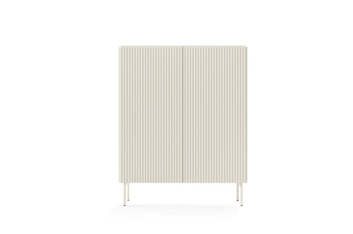 HIGHBOARD MUTI 99 cm Kaschmir - mit Riffel-Fronten und Push-to-Open-System - Kaschmir, Holz/Holzwerkstoff (99/123/40cm) - Ravio