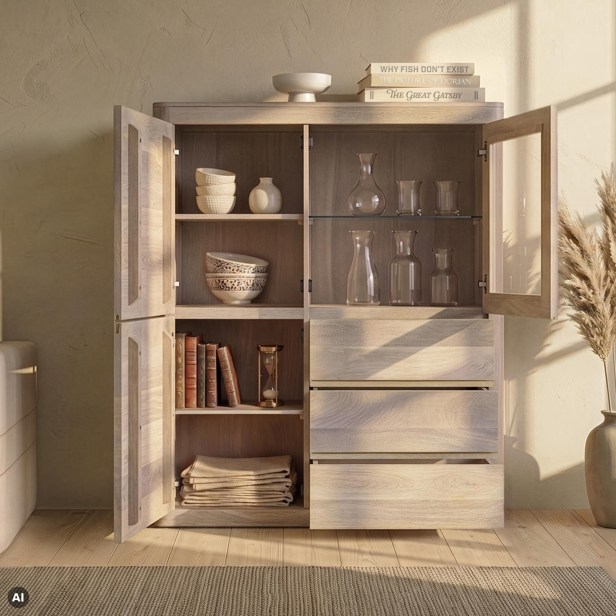 VITRINE Mango 109x40x145 weiß lackiert TORONTO #309 - Weiß, Holz (109/145/40cm) - Massivmoebel24