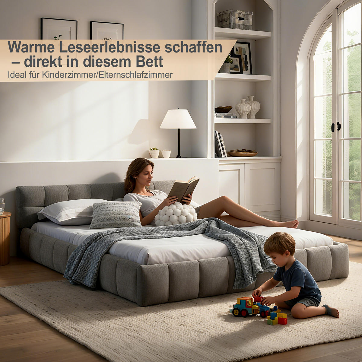 POLSTERBETT 160x200 cm Chenille grau - Dunkelgrau, Kunststoff (160/200cm) - LEBENLANG