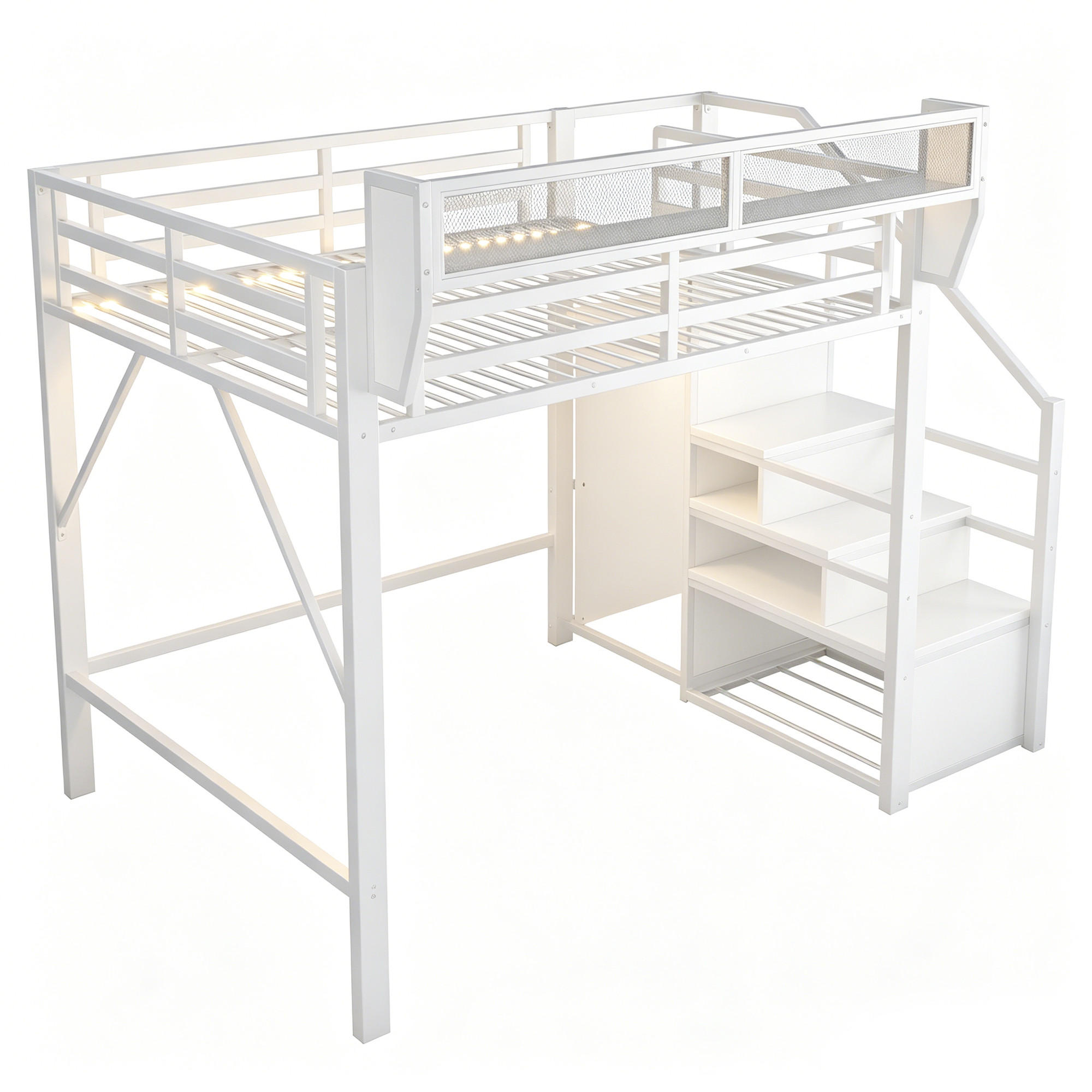 HOCHBETT 140/200 cm DE-32563 mit LED-Lichtleiste Weiß - Weiß, Metall (140/200cm) - ComfortXL