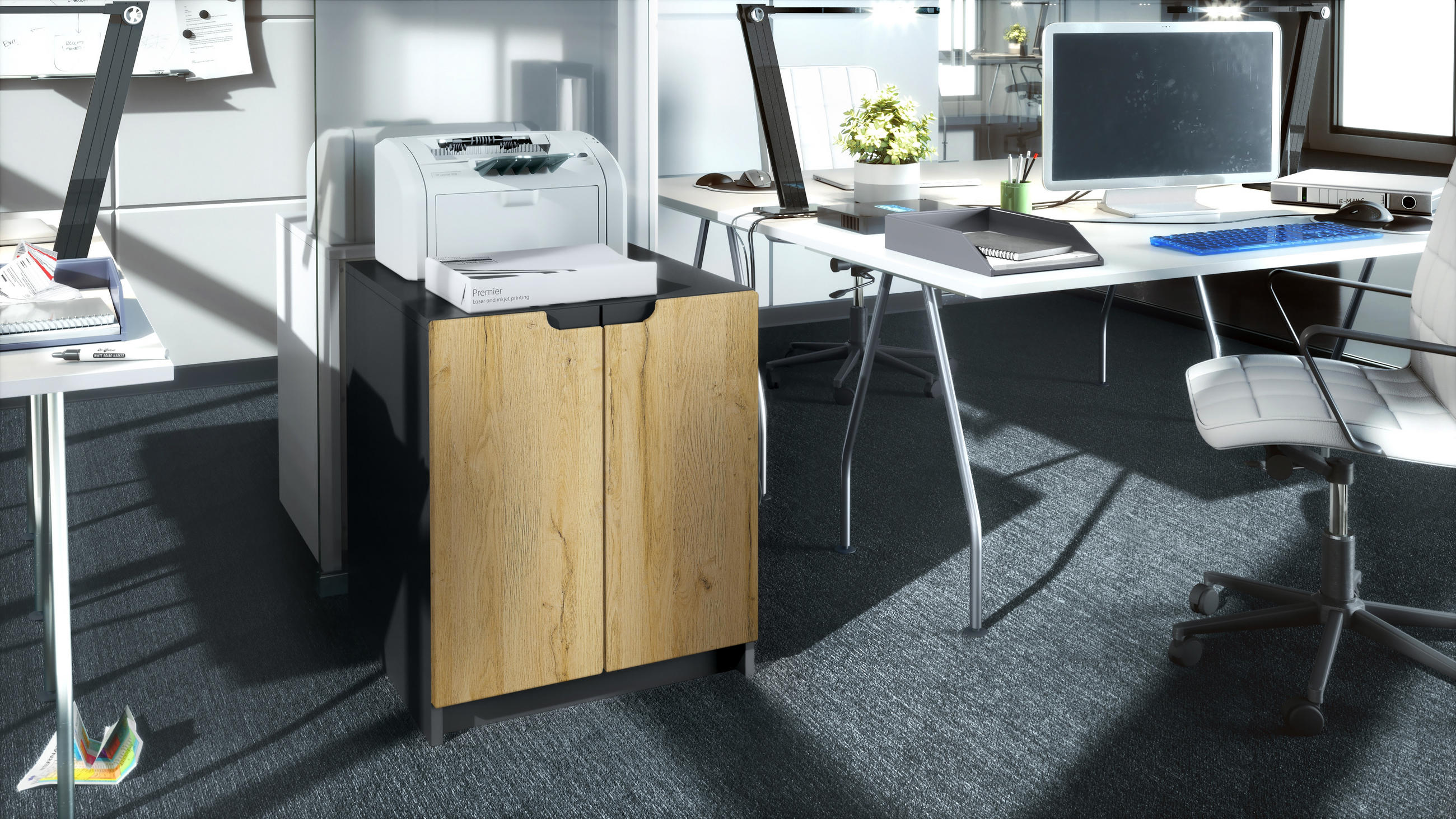 KOMMODE Logan Fronten in Eiche Natur - Eichefarben, Holzwerkstoff (51/60.5/54cm) - Vladon