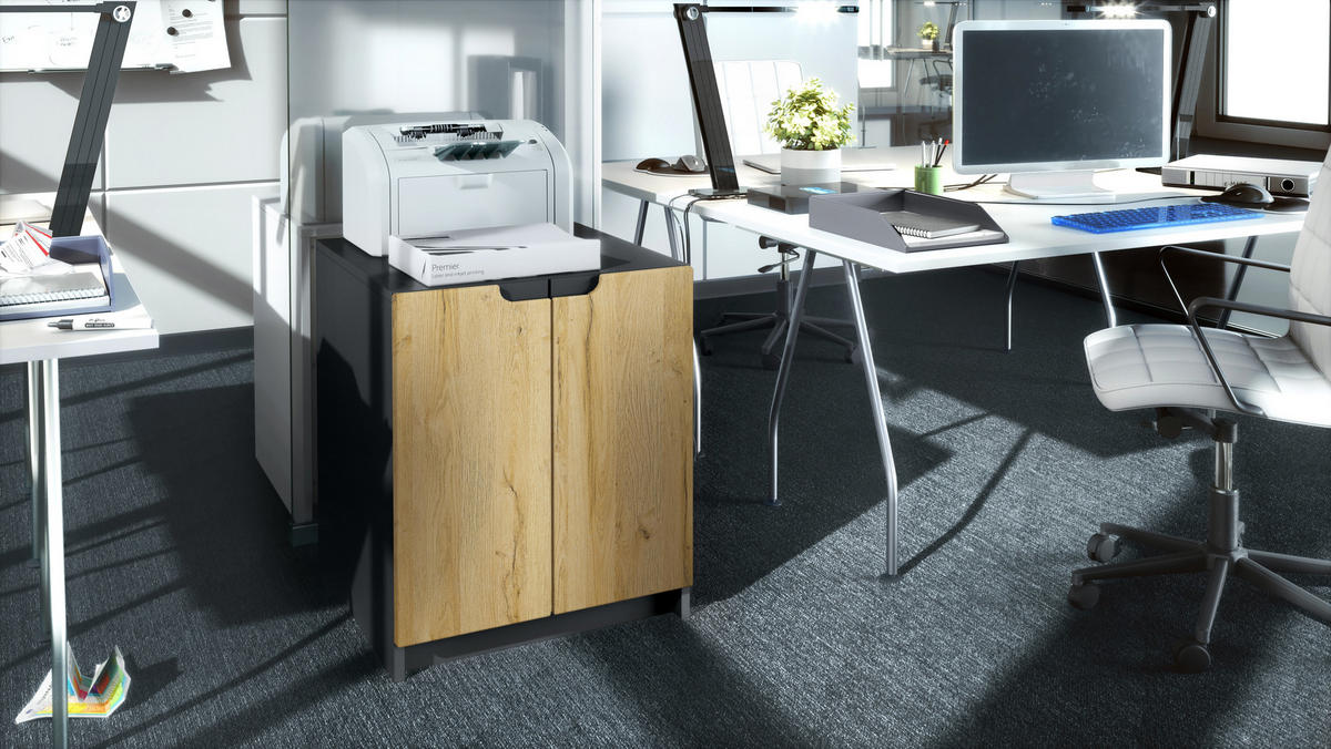 KOMMODE Logan Fronten in Eiche Natur - Eichefarben, Holzwerkstoff (51/60.5/54cm) - Vladon
