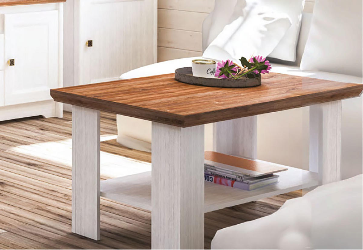 COUCHTISCH Tivoli weiß gewischt / Eiche Sterling 102 / 55 / 50cm - Eichefarben/Weiß, Holz/Holzwerkstoff (55/102/50cm) - Feldmann-Wohnen