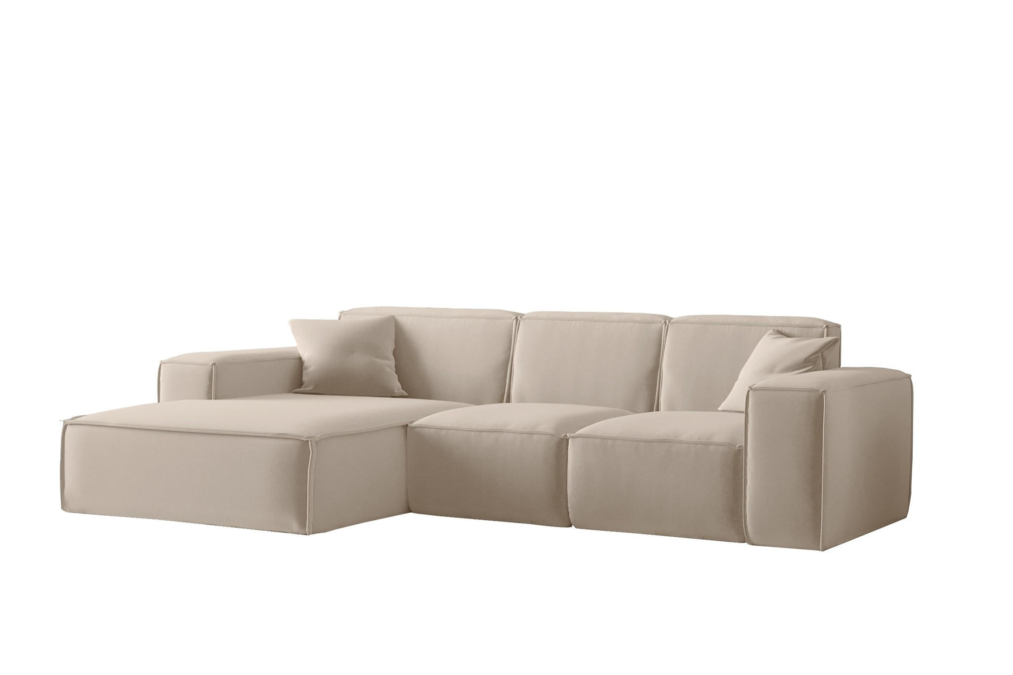 ECKSOFA Ottom Celes Premium Opera Velvet - Sandfarben, Holzwerkstoff/Textil (266/165cm) - Fun Möbel