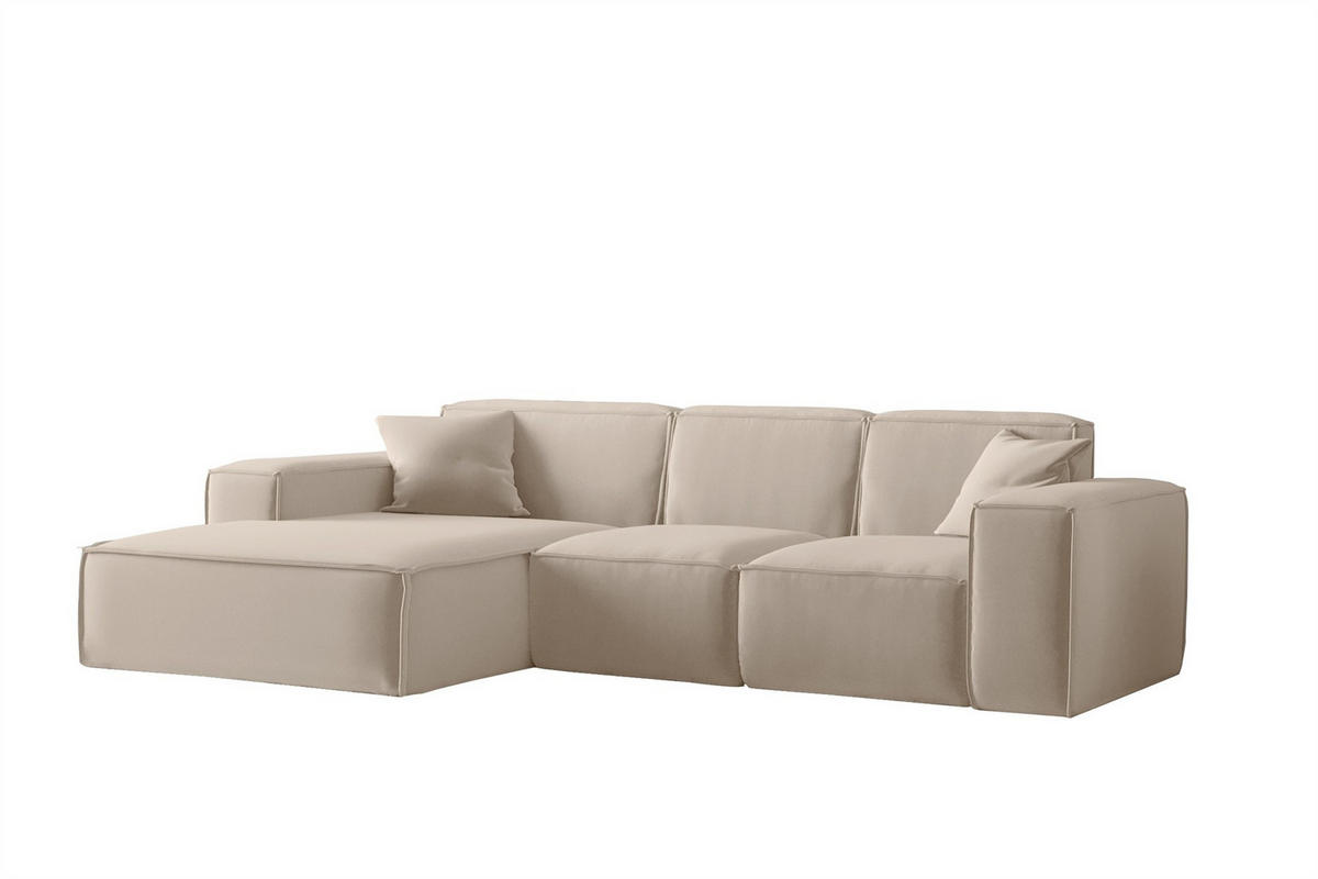 ECKSOFA Ottom Celes Premium Opera Velvet - Sandfarben, Holzwerkstoff/Textil (266/165cm) - Fun Möbel