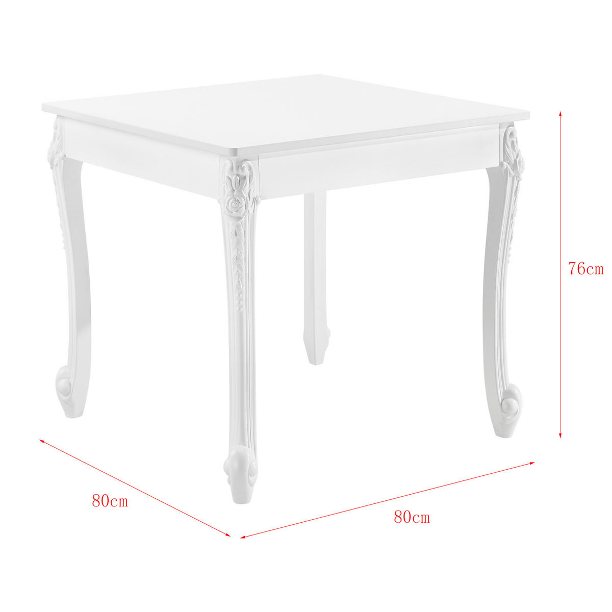JÍDELNÍ STOL Lüneburg - bílá, kompozitní dřevo/plast (80/80/76cm) - [en.casa]