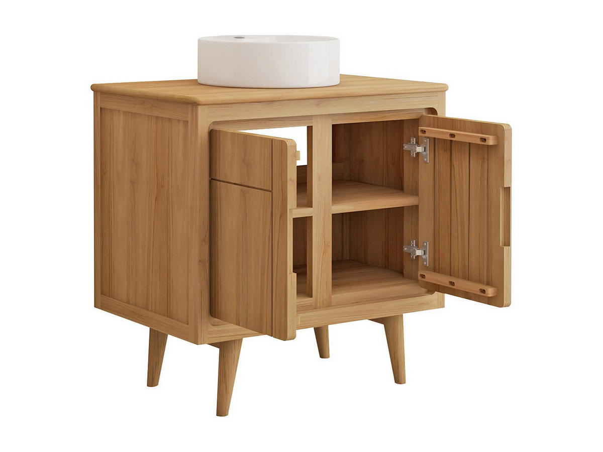EINZELWASCHTISCH - 80 cmcm x 55 cmcm - Holz, Platte - Naturfarben Hell - BINTUNI - Naturfarben, Holz (80/80/55cm) - Vente-Unique