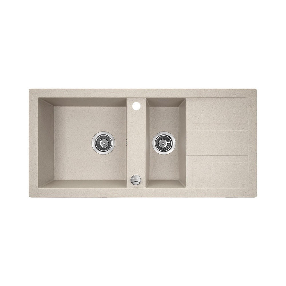 EINBAUSPÜLE Barbados Beige, 1,5 Becken, 48/100/18,5 cm - Beige, Stein (48/18.5/100cm) - bad land