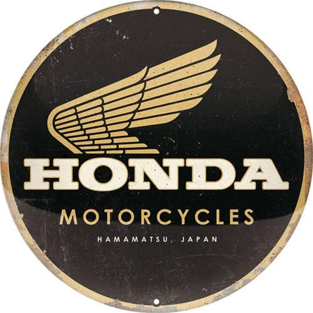 BLECHSCHILD 35 cm Rund Honda MC Motorcycles Gold - Multicolor, Metall (35/35/0.2cm) - Nostalgic-Art