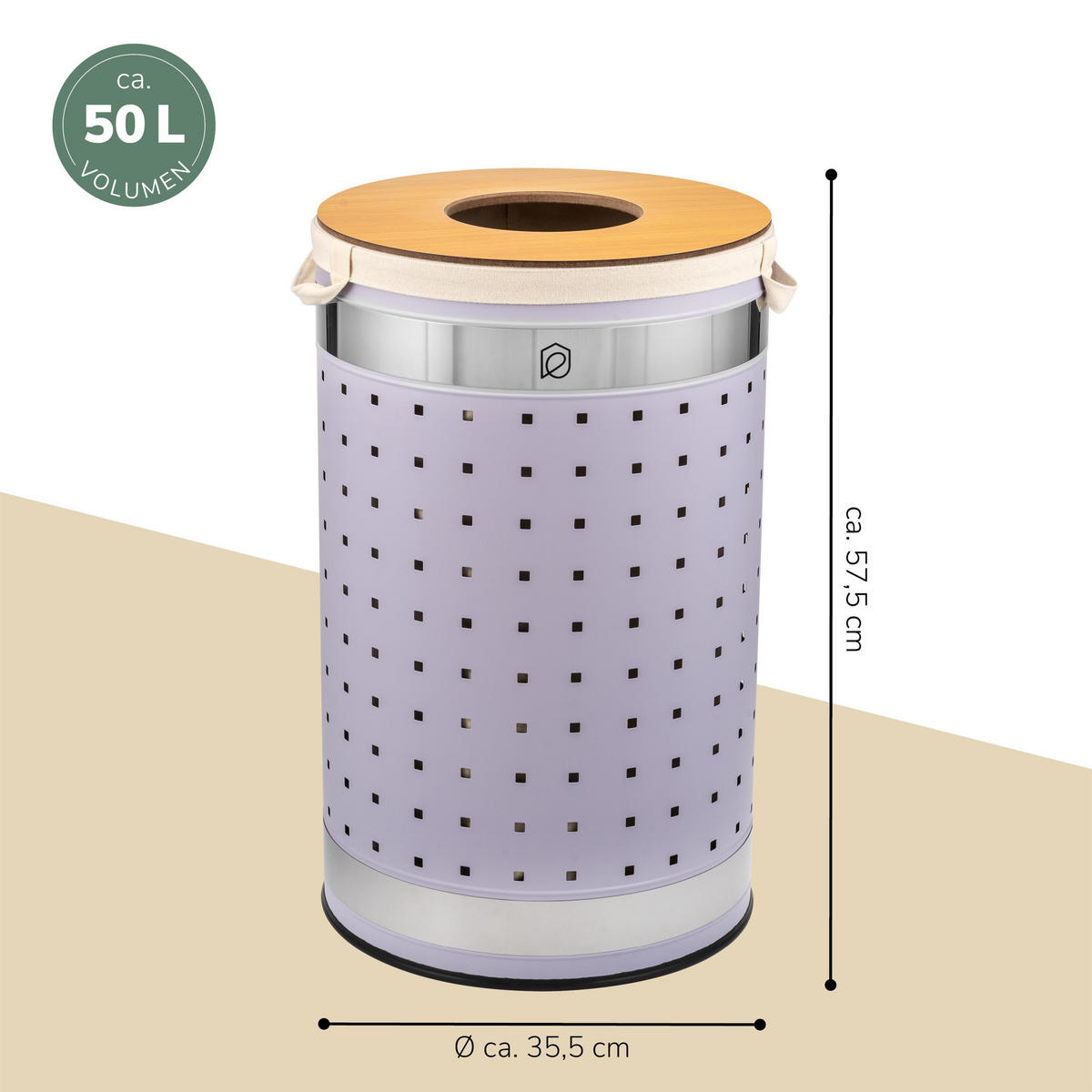 WÄSCHETONNE 50 Liter, lila - Lila, Metall (35.5/57.5/35.5cm) - eluno