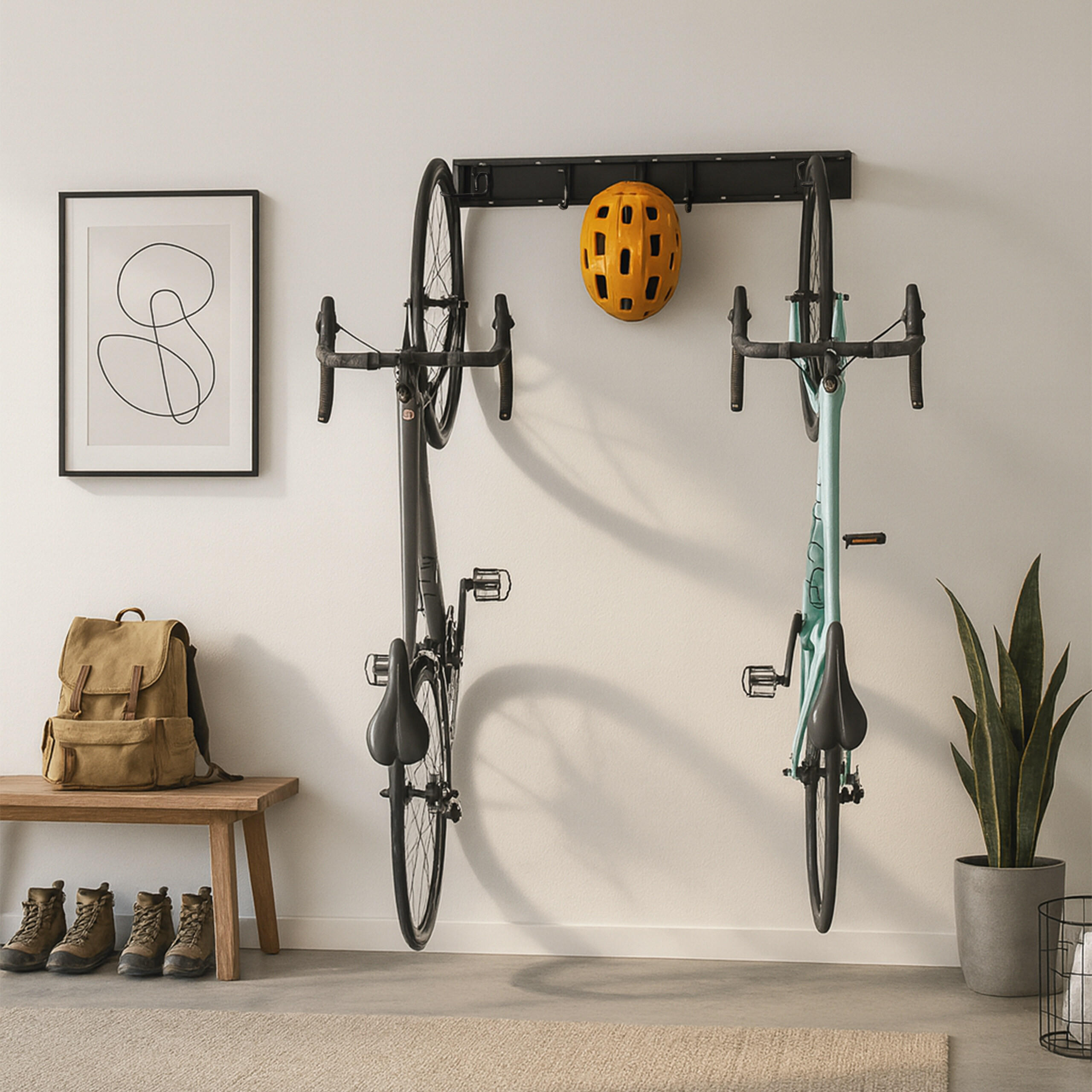 FAHRRAD-WANDHALTERUNG - Schwarz, Kunststoff/Metall (40.5/10/1.5cm) - Relaxdays