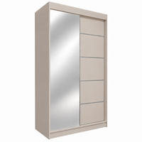 KLEIDERSCHRANK Malika 120 cm Kaschmir Spiegel 2 Schubl. Griffe silber - Kaschmir, Holzwerkstoff (120/216/61cm) - KS Home Concept