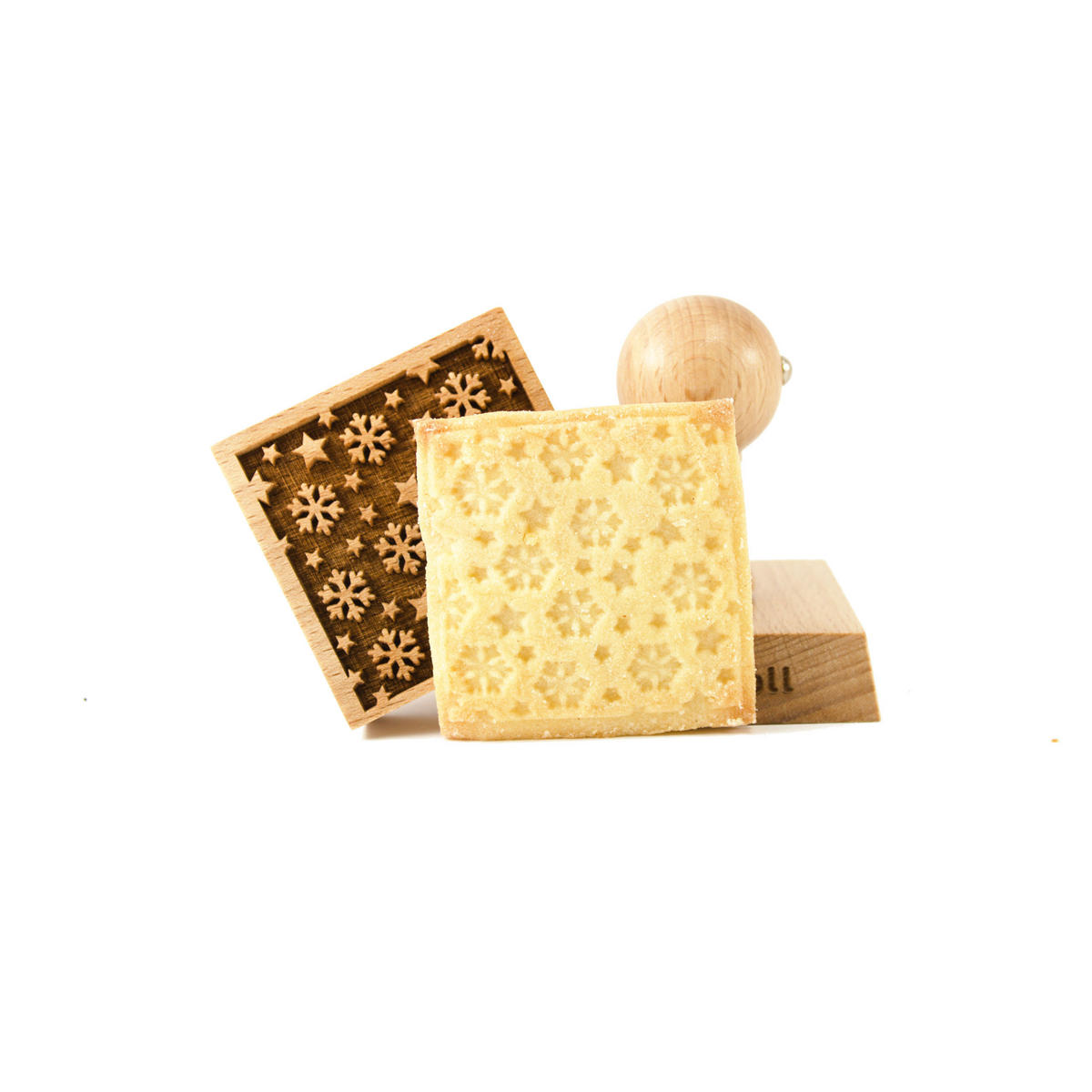 KEKSSTEMPEL Schneeflocken & Sterne, 55x55 mm, Buchenholz - Braun, Holz (5/7/5cm) - Folkroll